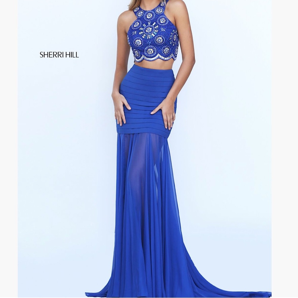 Sherri Hill Red Two Piece Bandage Rhinestone Prom Pageant Gown